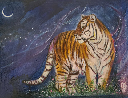 "Starlit Path" (Study) - Mixed Media and Oil on Paper