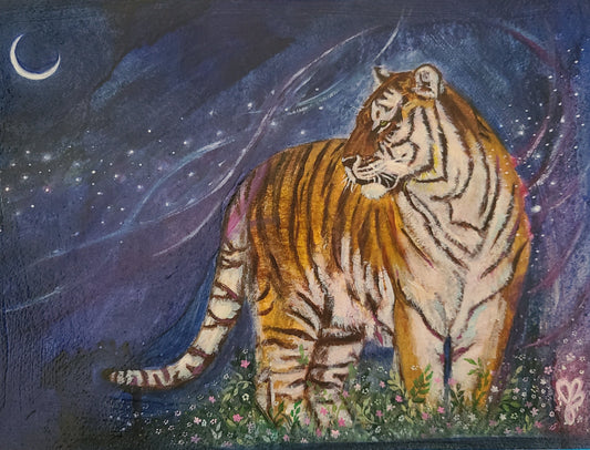 "Starlit Path" (Study) - Mixed Media and Oil on Paper