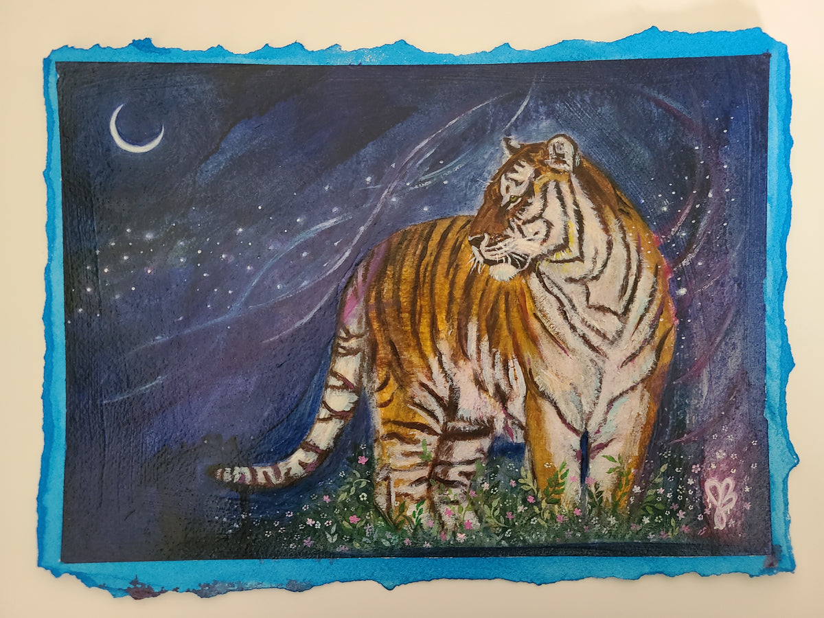 "Starlit Path" (Study) - Mixed Media and Oil on Paper